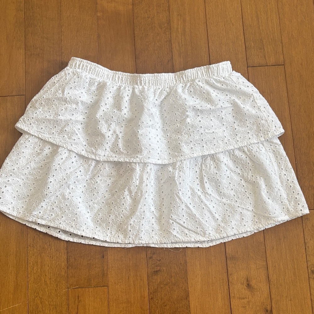 No Boundaries White Eyelet Mini Skirt